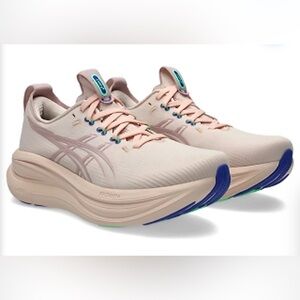 ASICS Women's Beige and Blue Athletic Shoes